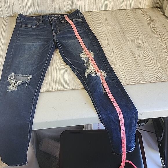 American Eagle Hi-Rise Jegging JeansDistressed Dark Wash Women's 4 - Picture 9 of 14